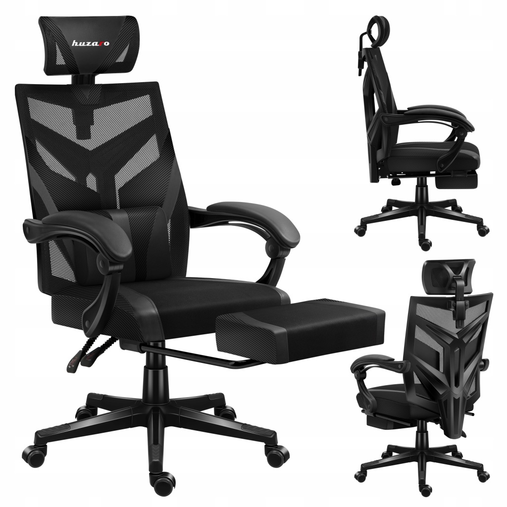 Herní židle Huzaro černá ergonomická otočná pro počítač