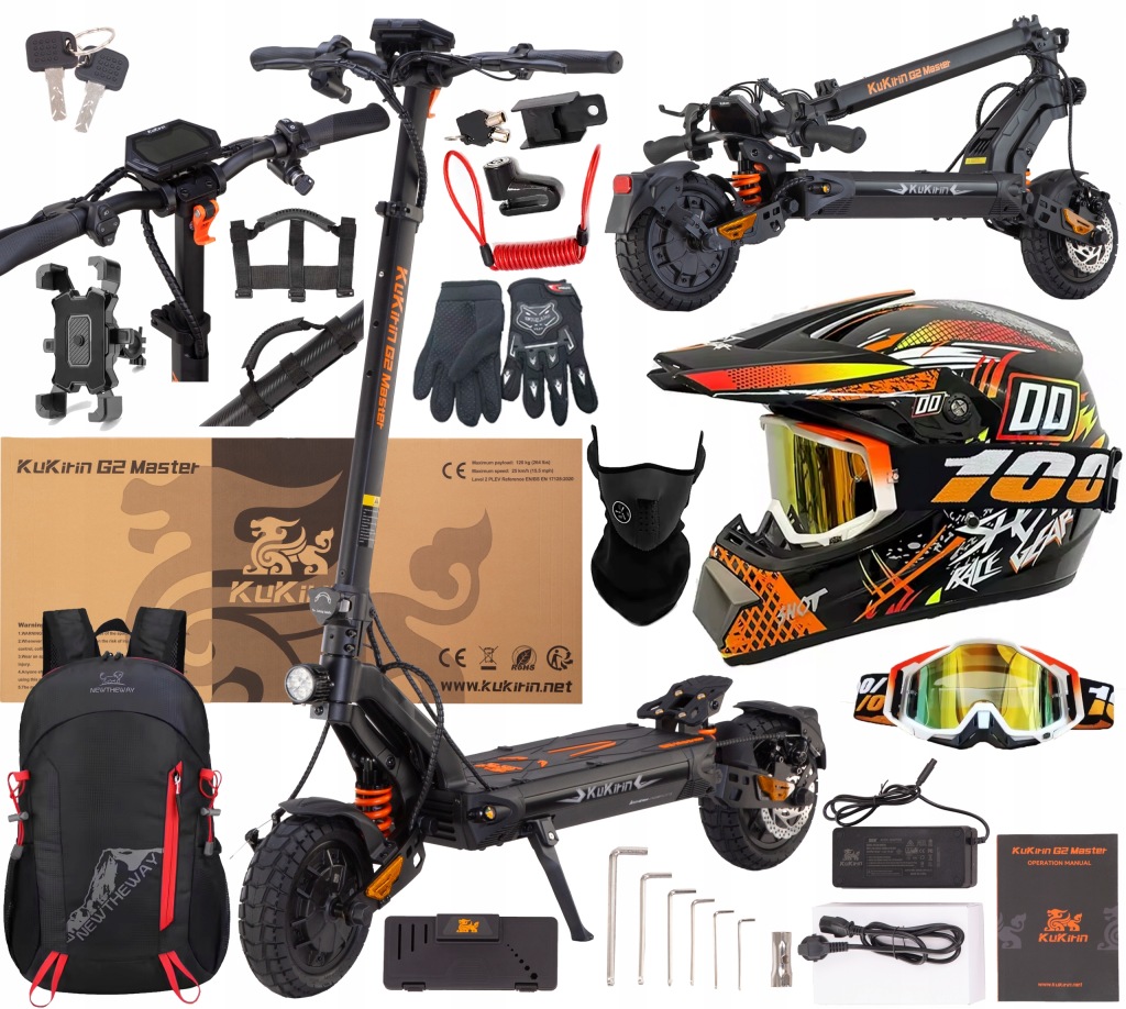 KuKirin G2 Master Elektrické vozidlo 2400W 52V 20,8AH 60KM/H 10" +8 Dárek