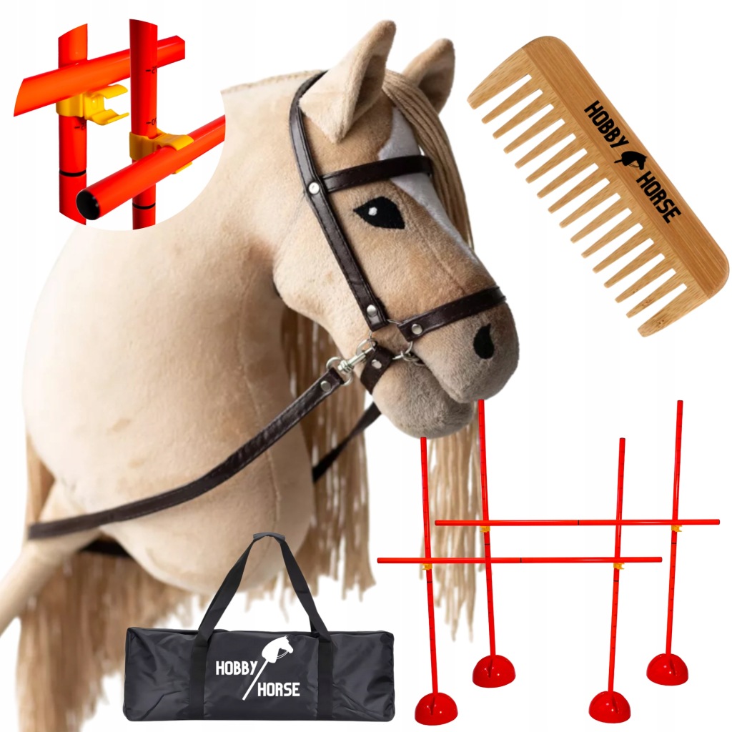 Set Hobby Horse Kůň Na Tyči A4 2x Překážka Na Skákání Skokanky 120CM