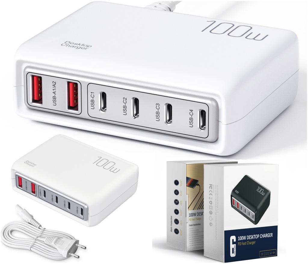 Rychlá Usb nabíječka Pd Napájecí adaptér 100 W pro telefon, tablet QC3.0 Pps PD20W