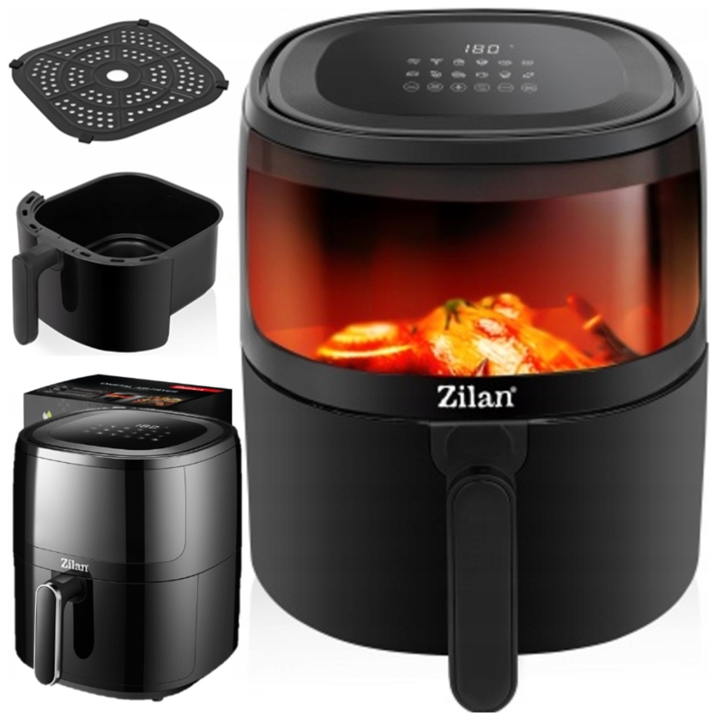 Beztuková Fritéza Air Fryer Velká Náplň 12 Programů 1500W XXL 5L