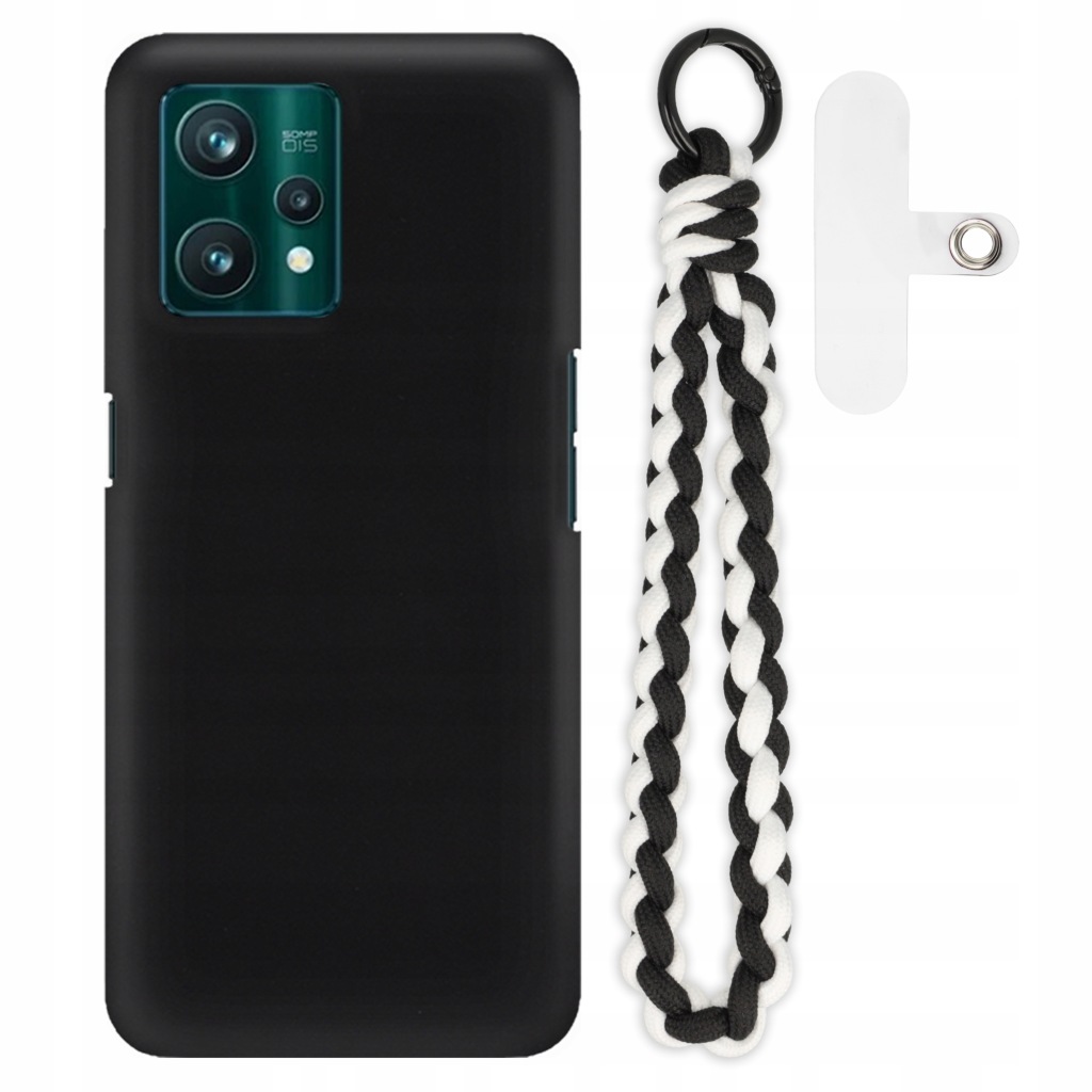 Pouzdro Matné Černé Pro Realme 9 Pro Plus Case Držák Na Ruce S Opleteným Provázkem