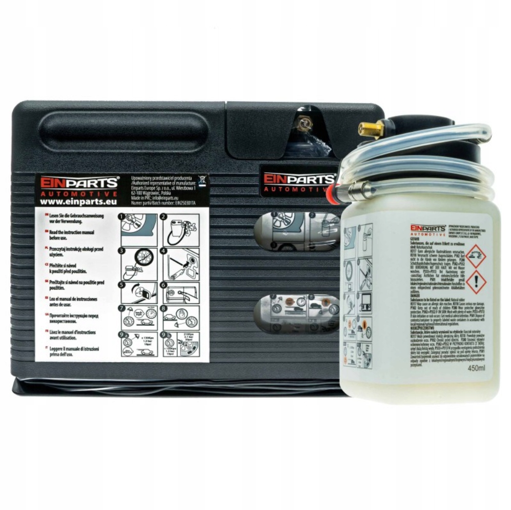 Kompresor 180W Opravná Sada Na Pneumatiky Těsnící Kroužek 450ML