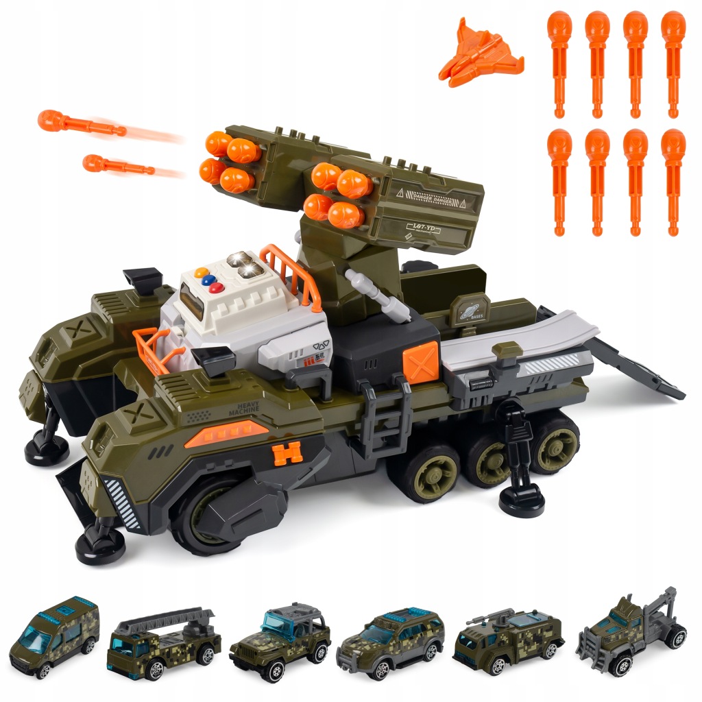 Velký vojenský tank Interaktivní transportér s raketometem Autíčka