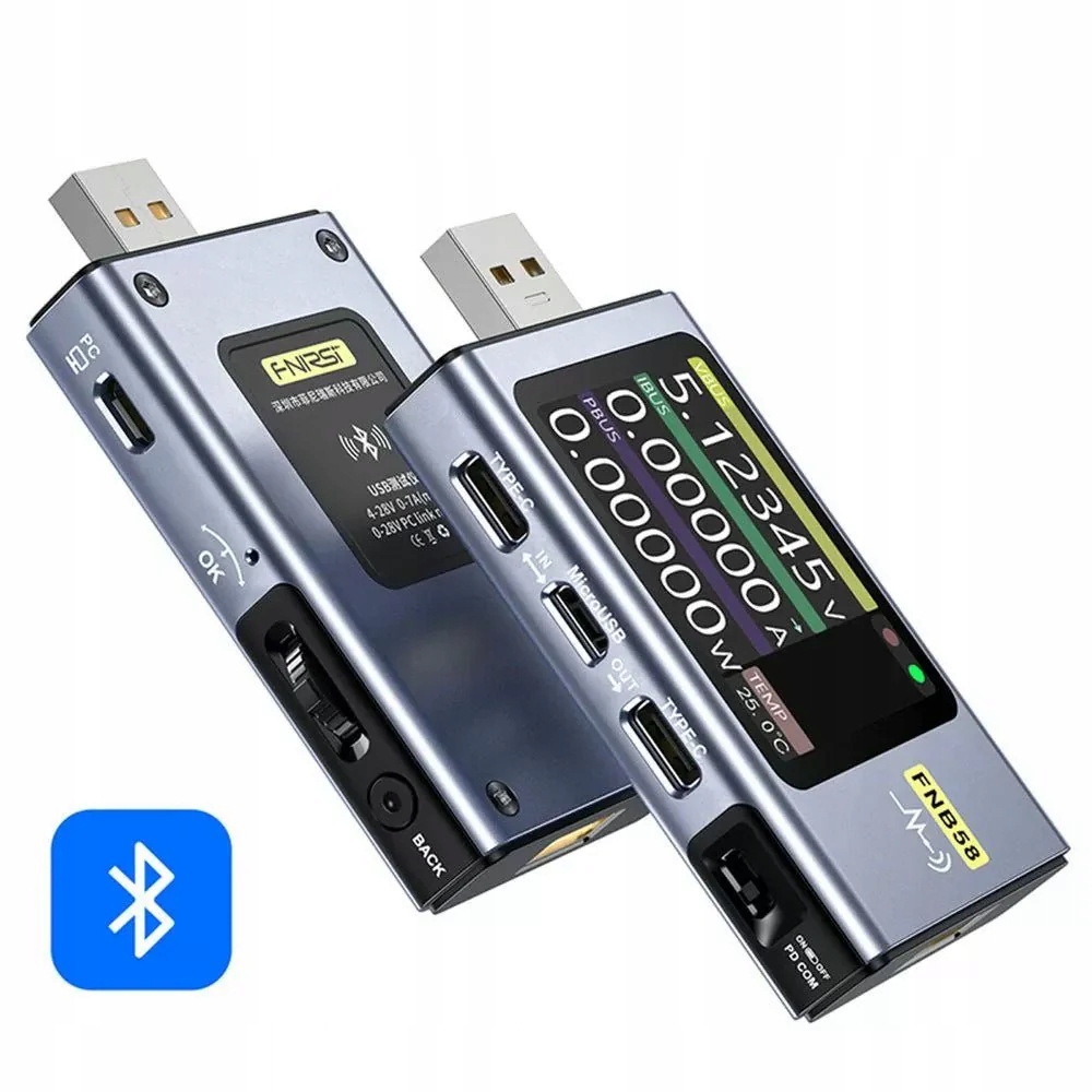Fnirsi FNB58 Multifunkční měřič napětí Usb Typ-C s Bluetooth