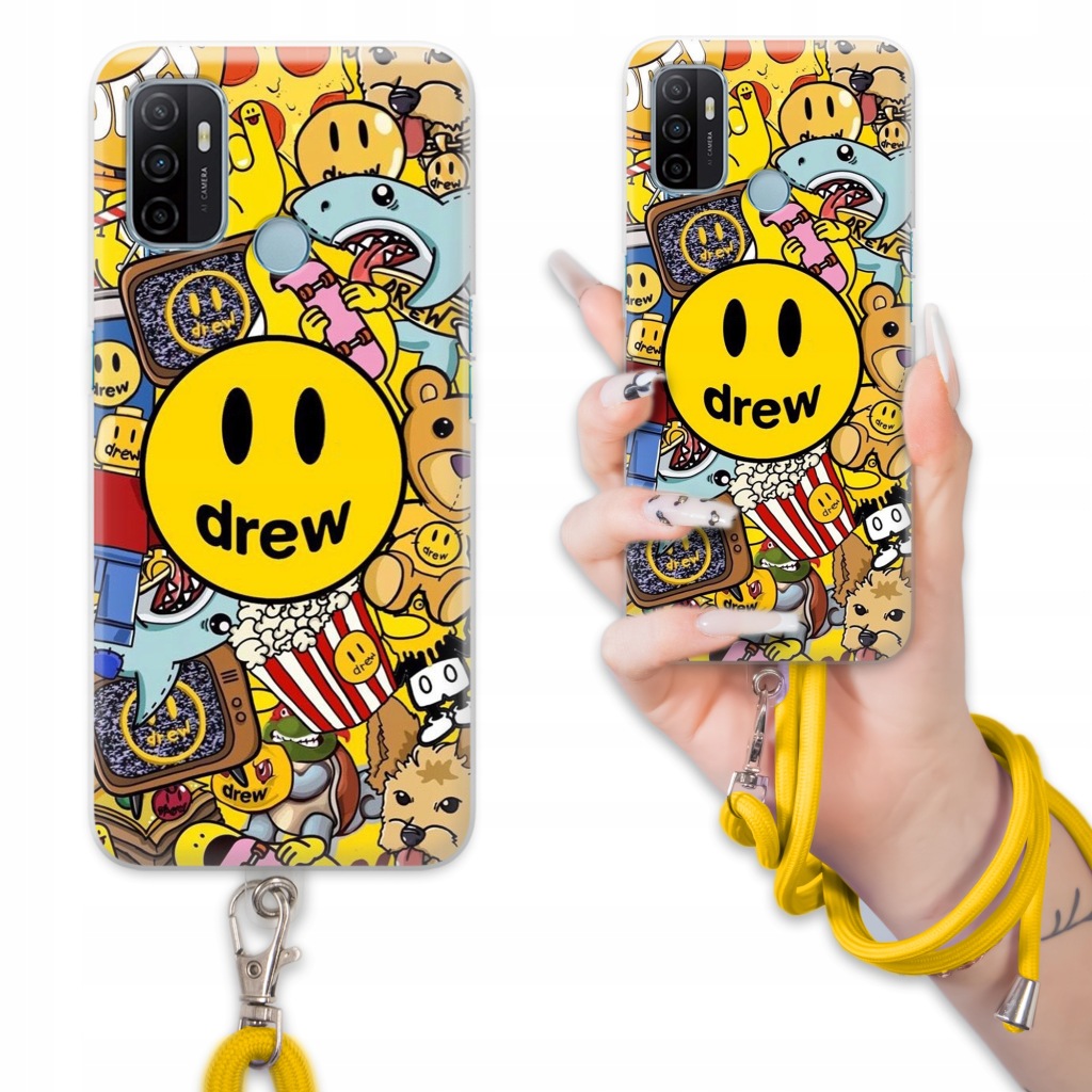 Pouzdro Pro Oppo A53 Ochranné Pouzdro Držák Crossbody Žlutý Drew house Vzorů