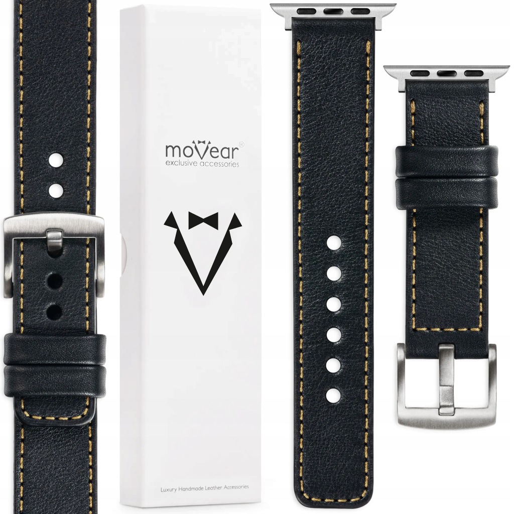 Kožený řemínek pro Apple Watch 49/46-44 mm Černý Polský
