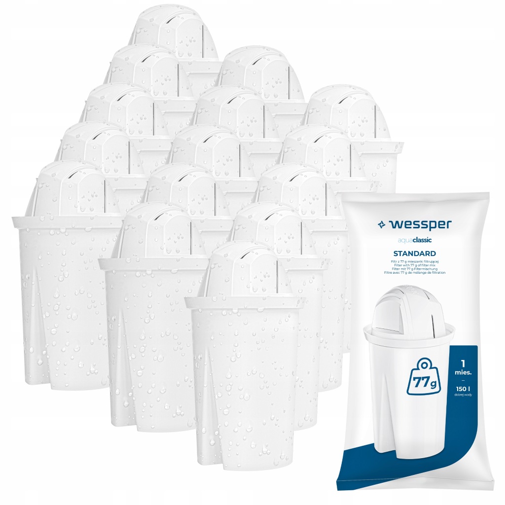 15 x Filtr Wessper aquaclassic pro skleněnou filtrační konvici Dafi, náhrada