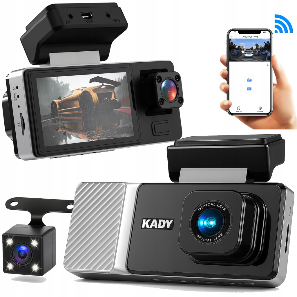 Kamera Automobilová Wifi Aplikace Kady Full Hd 3 Kmaery Pro Taxi/uber/bolt