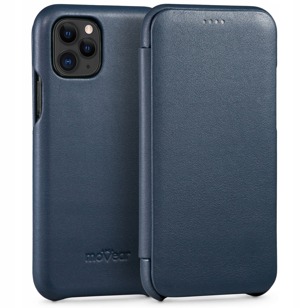 Kožený Pouzdro pro iPhone 11 Pro Slim pouzdro, knižní Obal modrý Movear