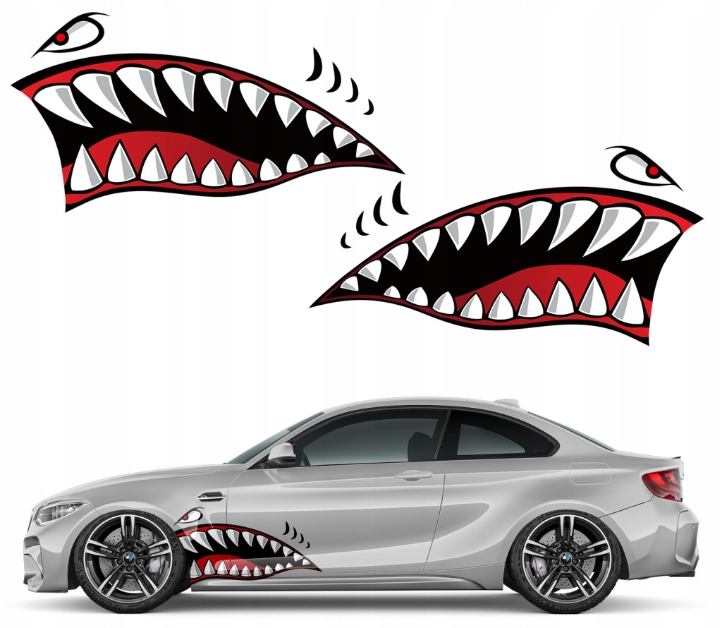 2x Samolepka na auto Hrozivý Žralok Shark 55x108