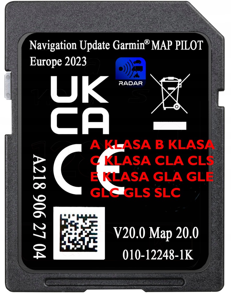 Gps Mapa Sd Karta Mercedes Garmin Map Pilot A218 V20 2023/2024 Evropa