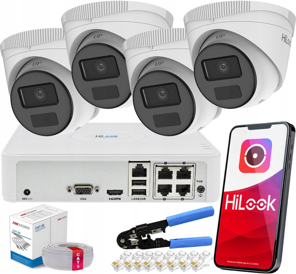 4Mpx venkovní monitorovací sada Ip PoE Hilook od společnosti Hikvision Aplikace