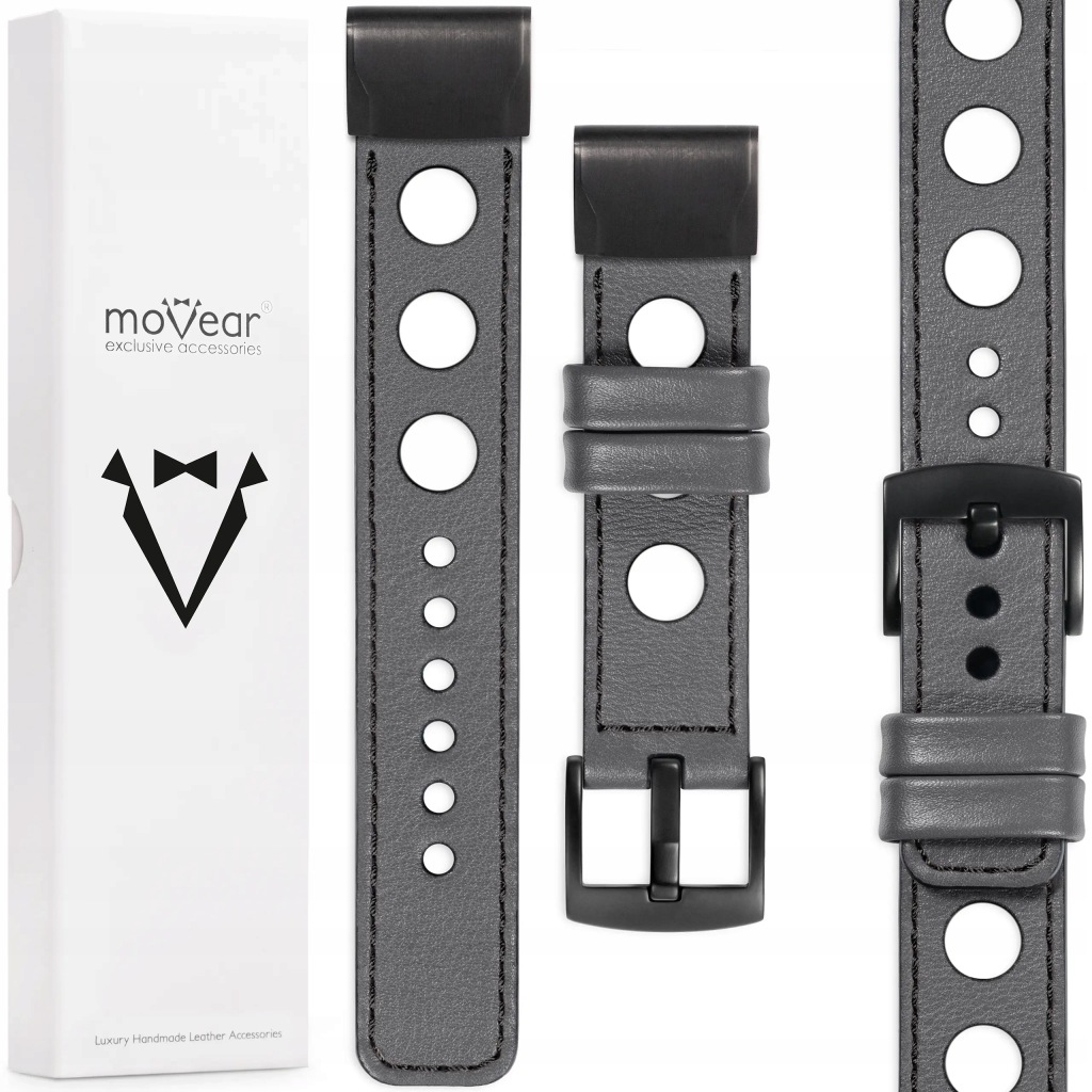 Prémiový kožený řemínek pro Garmin Fenix 8X 7X 6X 5X 3 QuickFit 26 Movear