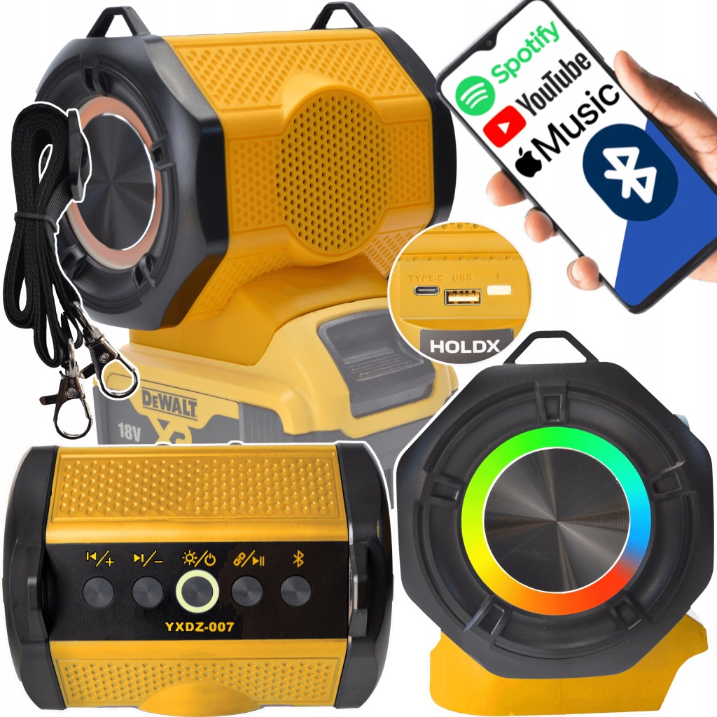 Rádio Reproduktor Dewalt Bluetooth Akumulátor 18V 20V