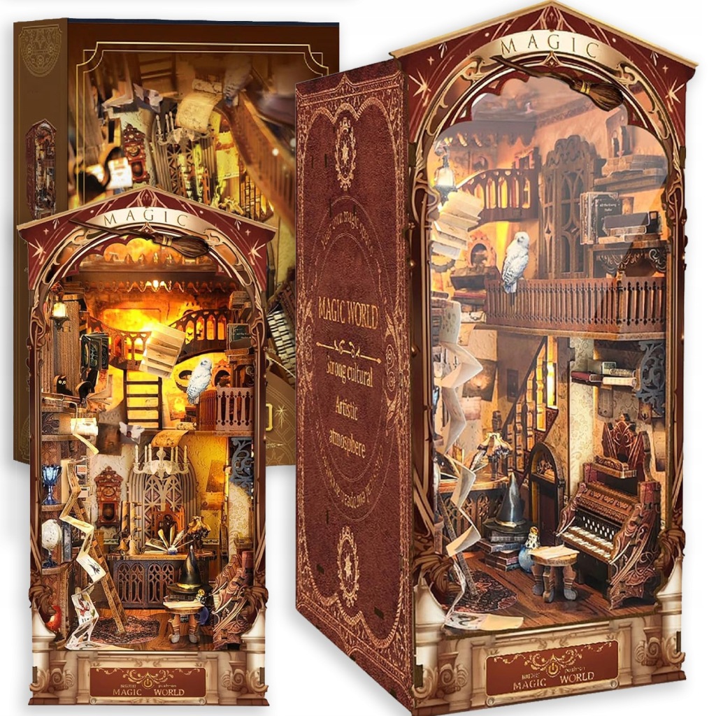Kouzelný Svět Dřevěného Puzzle S Led Osvětlením A Podpěrou Knih