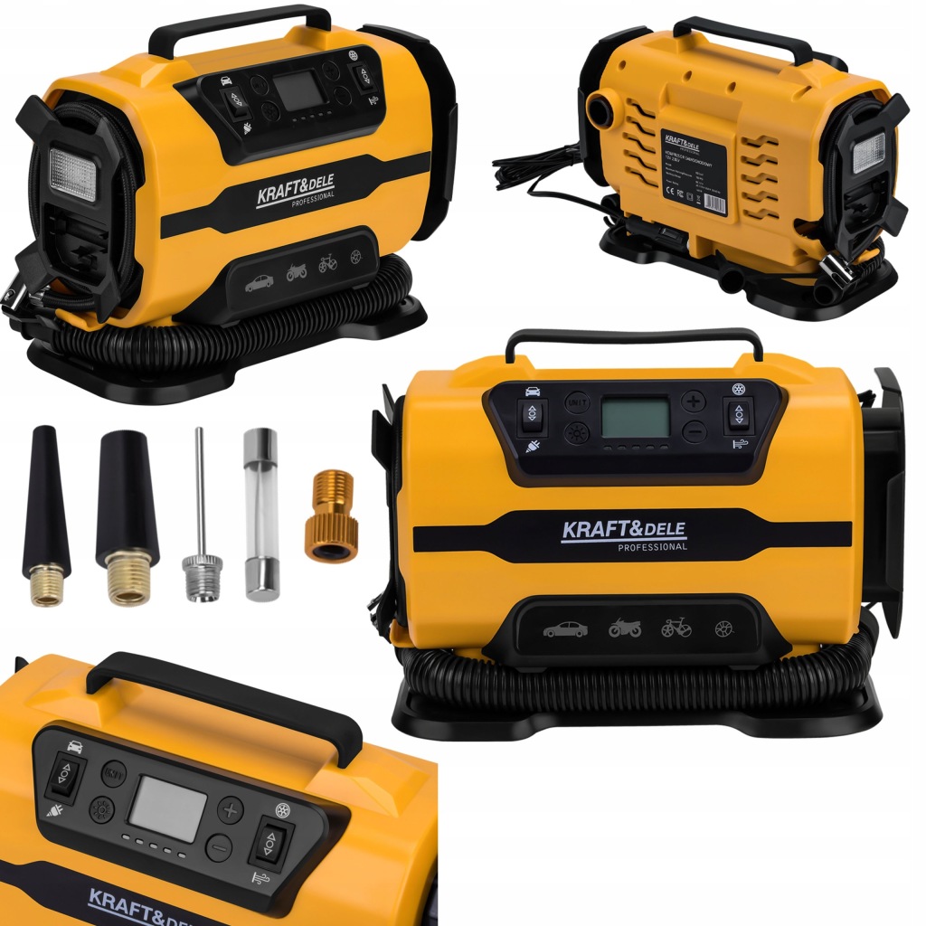 Automobilový kompresor Kraft&dele Síťový LCD 12V 230V 140W 150 Psi 35l/min