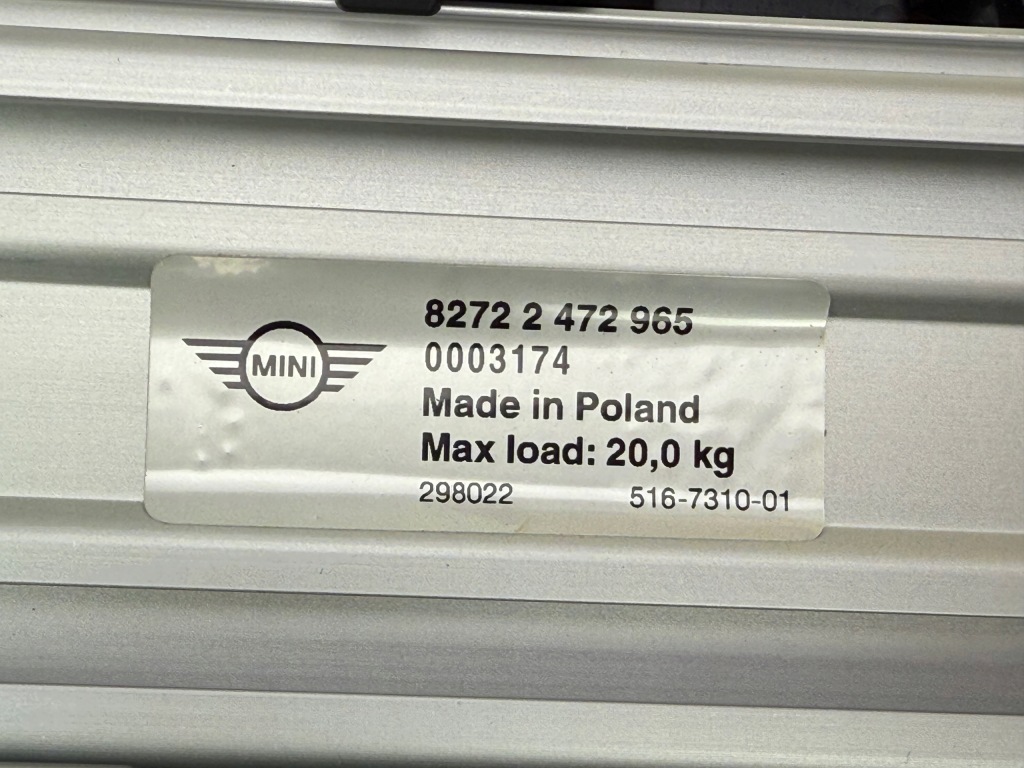 MINI Cooper F54 F55 F56 F60 R55 Bagażnik Rowerowy Dachowy Nowy OE 2472965 — zdjęcie 4