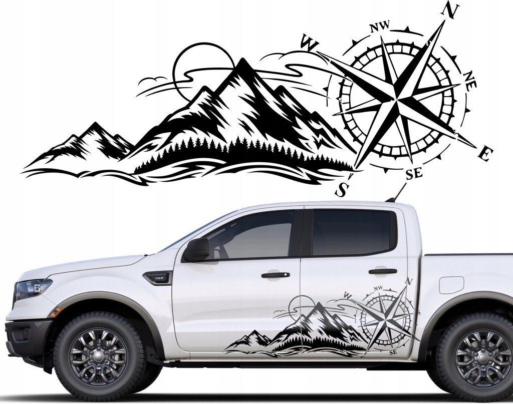 Samolepka Na Auto Růže Větrů Offroad 58X138 Cm