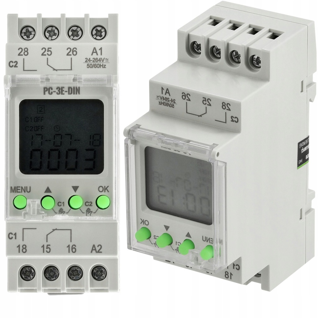 Elektronický astronomický programátor 3600W 16A 230V Ac 16 programů Din