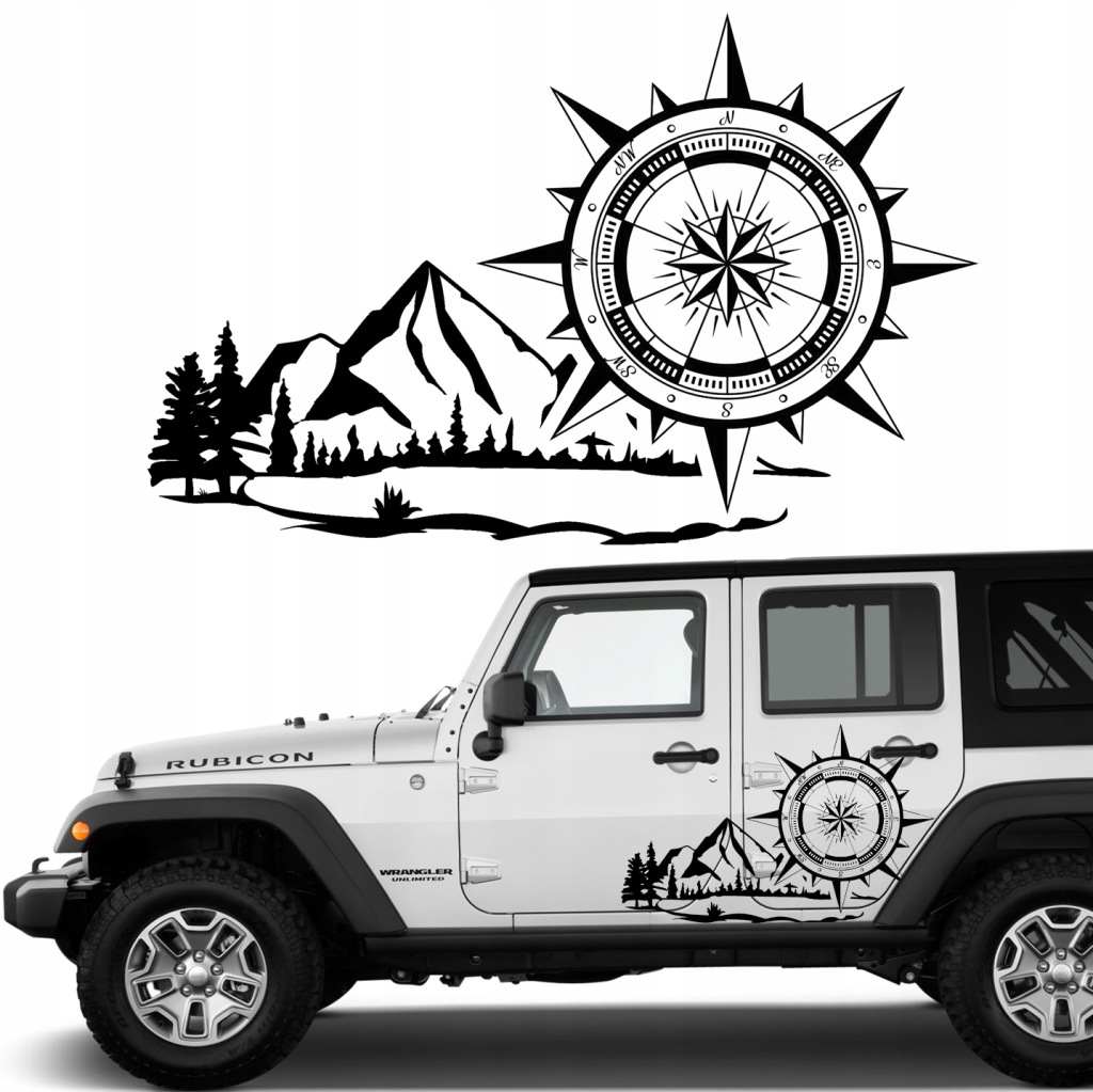 Samolepka Na Auto Růže Větrů Offroad 43x68