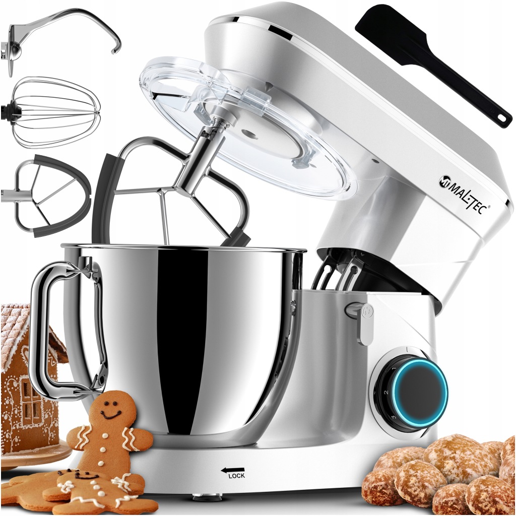 Kuchyňský Robot Planetární Mixér Multifunkční Sada Stříbrná 6,5 L 2000 W