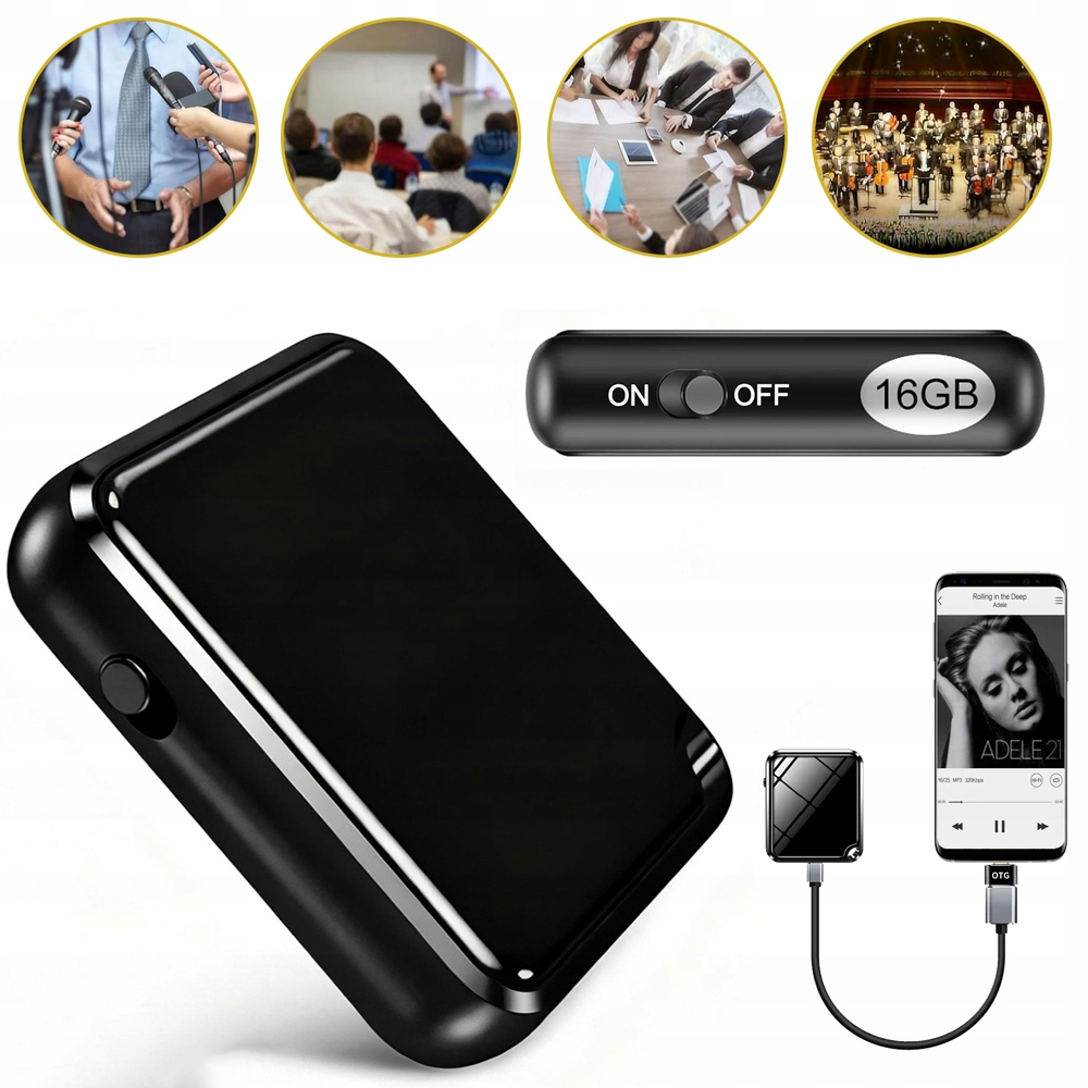 Mini Diktafon 16 G, Záznam Zvuku Pro Přednášky, MP3 Přehrávač