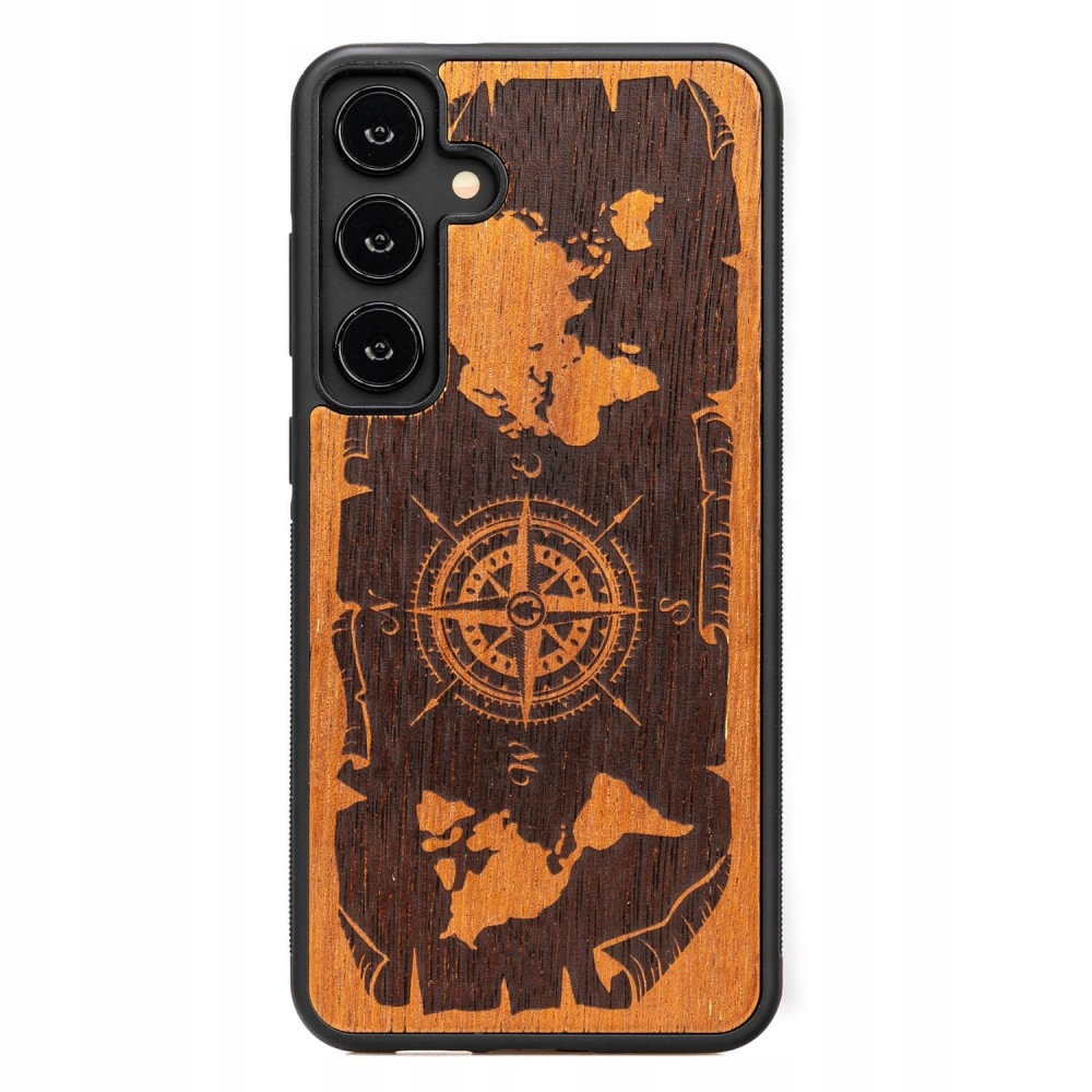 Dřevěné Pouzdro Bewood pro Samsung Galaxy A35 5G Růže Větrů Merbau
