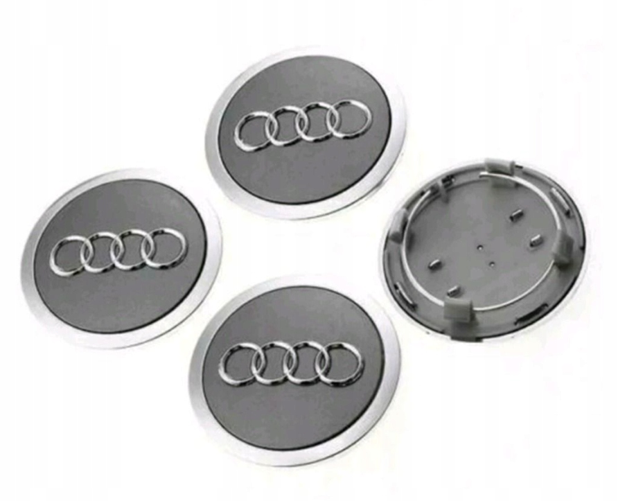 Audi 69 mm stříbrné 4 ks Komplet Dekielky Dekle Ráfky