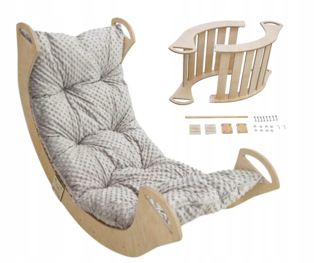 Houpačka s polštářkem Montessori šedá pro dítě 113 cm/velikost XL Pl