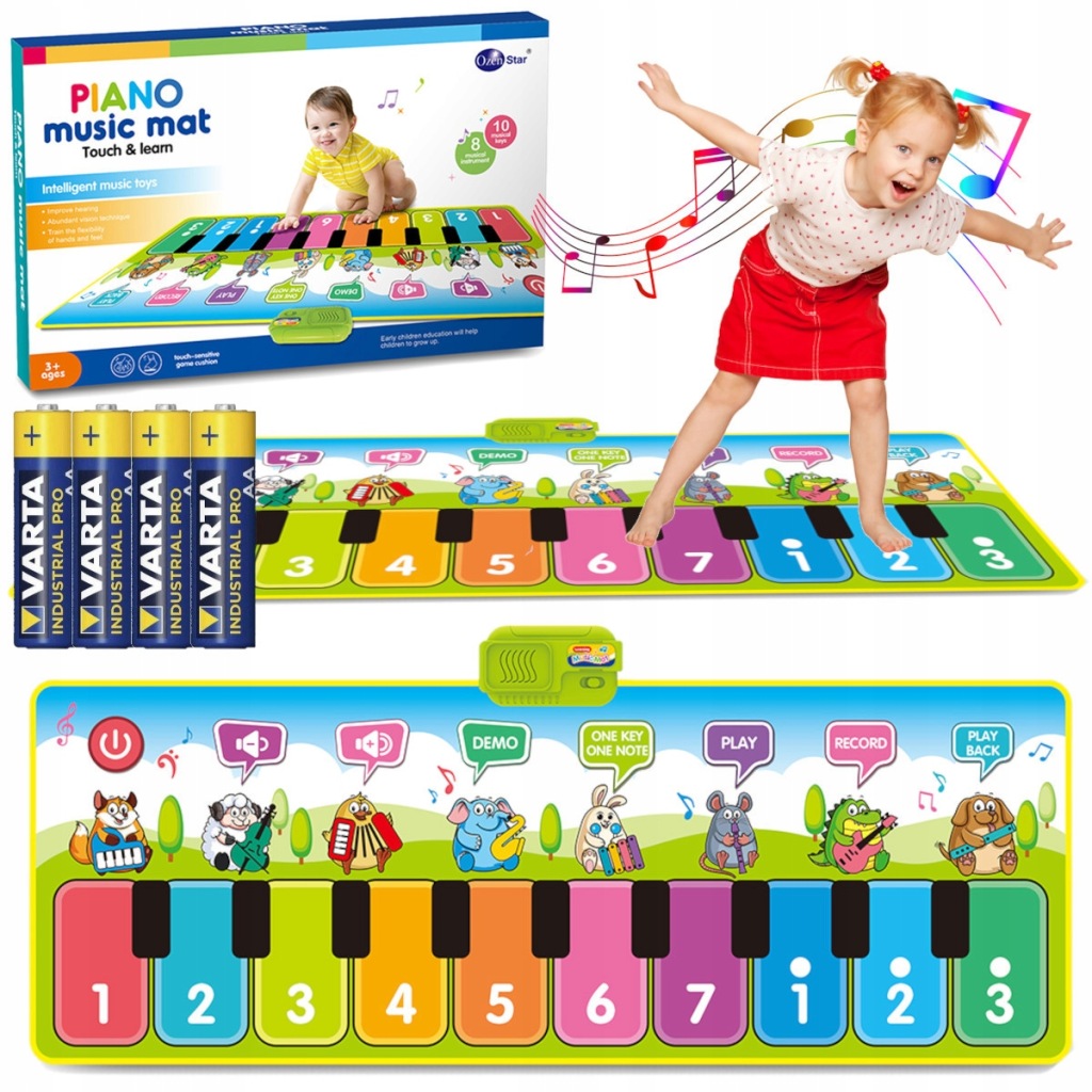 Sada Velká Podložka Pro Tančení Piano Nahrává 130 x 48 cm baterie