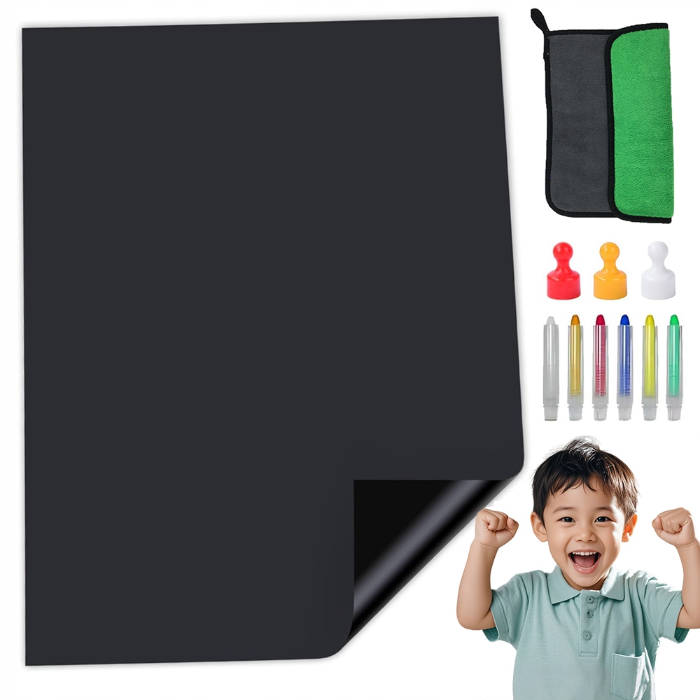 Černá Samolepící Křídová Tabule Magnetická 200 X 100 CM Pro Psaní Křídou