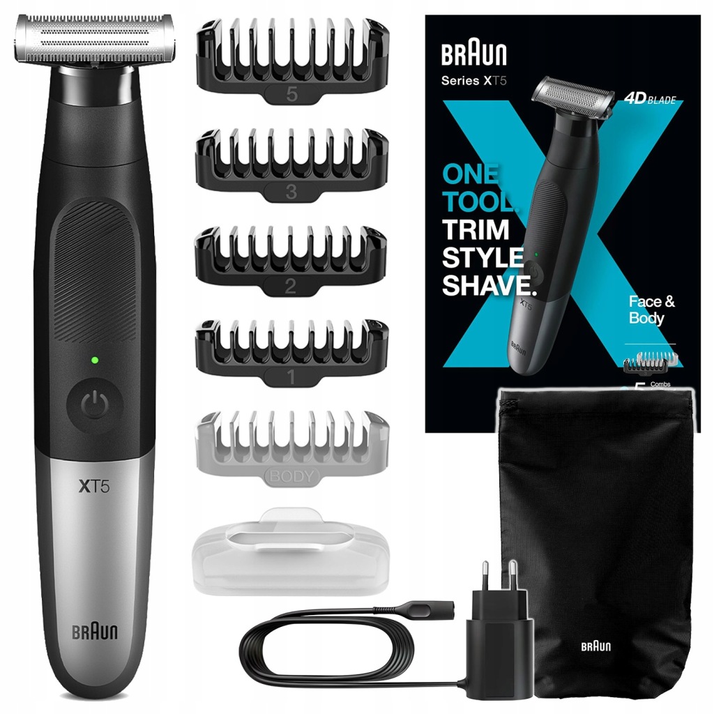 Pánský Holicí Strojek Braun XT5100 Wet&Dry na tělo a vousy Pouzdro 6 Trysek