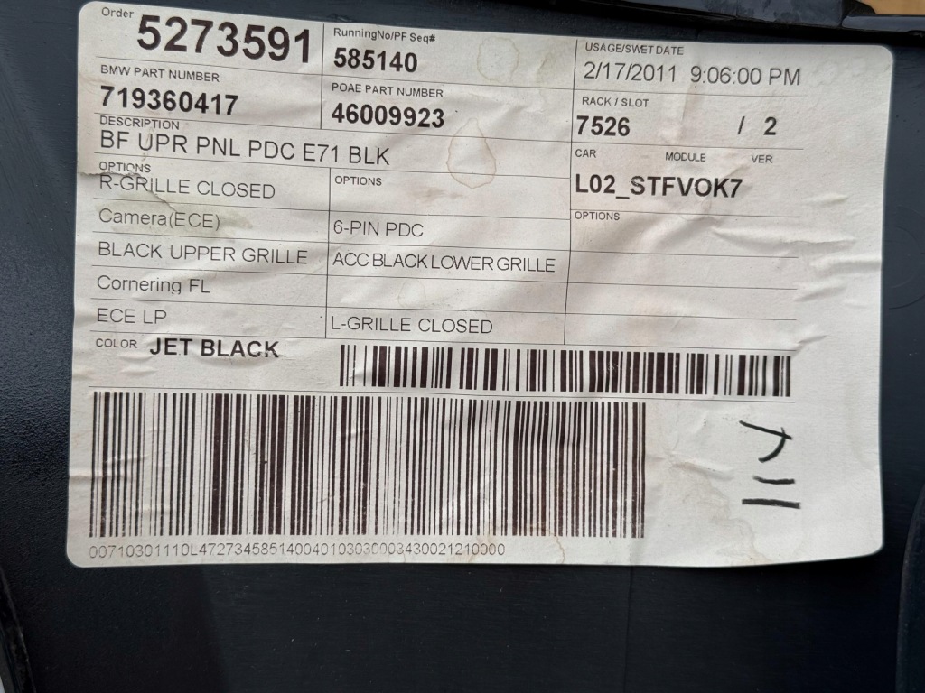 Bmw X6 E71 E72 Zderzak Przedni Przód Pdc OE 51117179848 7179848 — zdjęcie 6
