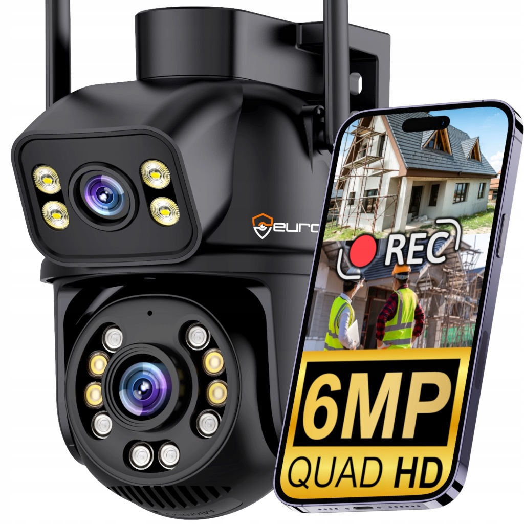 Duální Otočná Wifi Ip Kamera Uhd Audio Venkovní 6MPX 6MP 4K Detekce