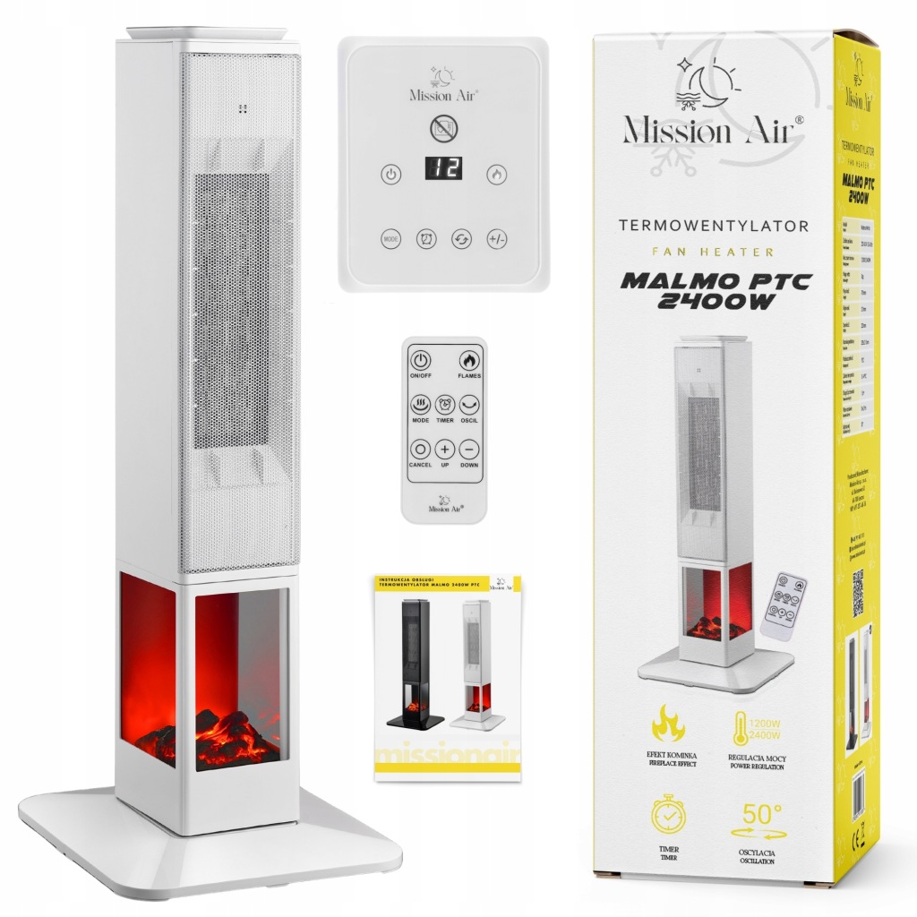Sloupový Termoventilátor Krb elektrický ohřívač farelka Swing 2400W