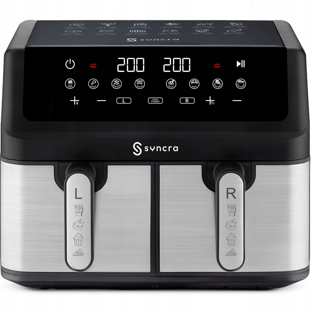 Beztuková Dvoukomorová Fritéza Air Fryer 10 L, Dvojitá Fritéza LCD