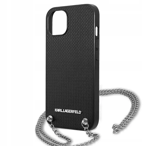 Karl Lagerfeld Leather Textured and Chain Pouzdro pro iPhone 13 (černé)