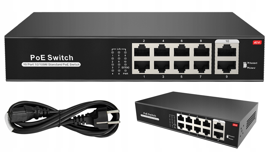 Switch pro Ip kamery 8xPOE 96W 100Mbps 2x Uplink