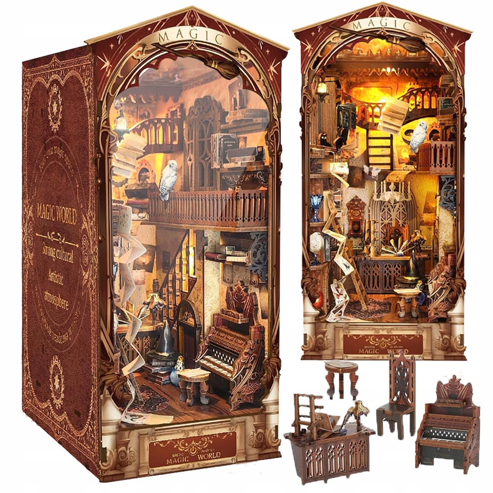 Puzzle 3D Led Podpěra Na Knihy Diy Miniaturní Domeček Kouzelný Svět
