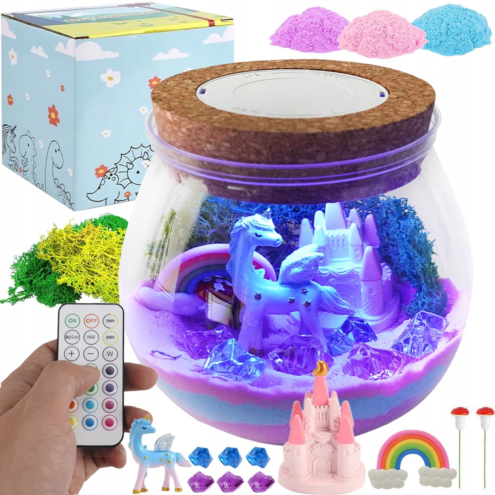 Kreativní Sada Kouzelné Terárium Jednorožec Diy S Led Podsvícením