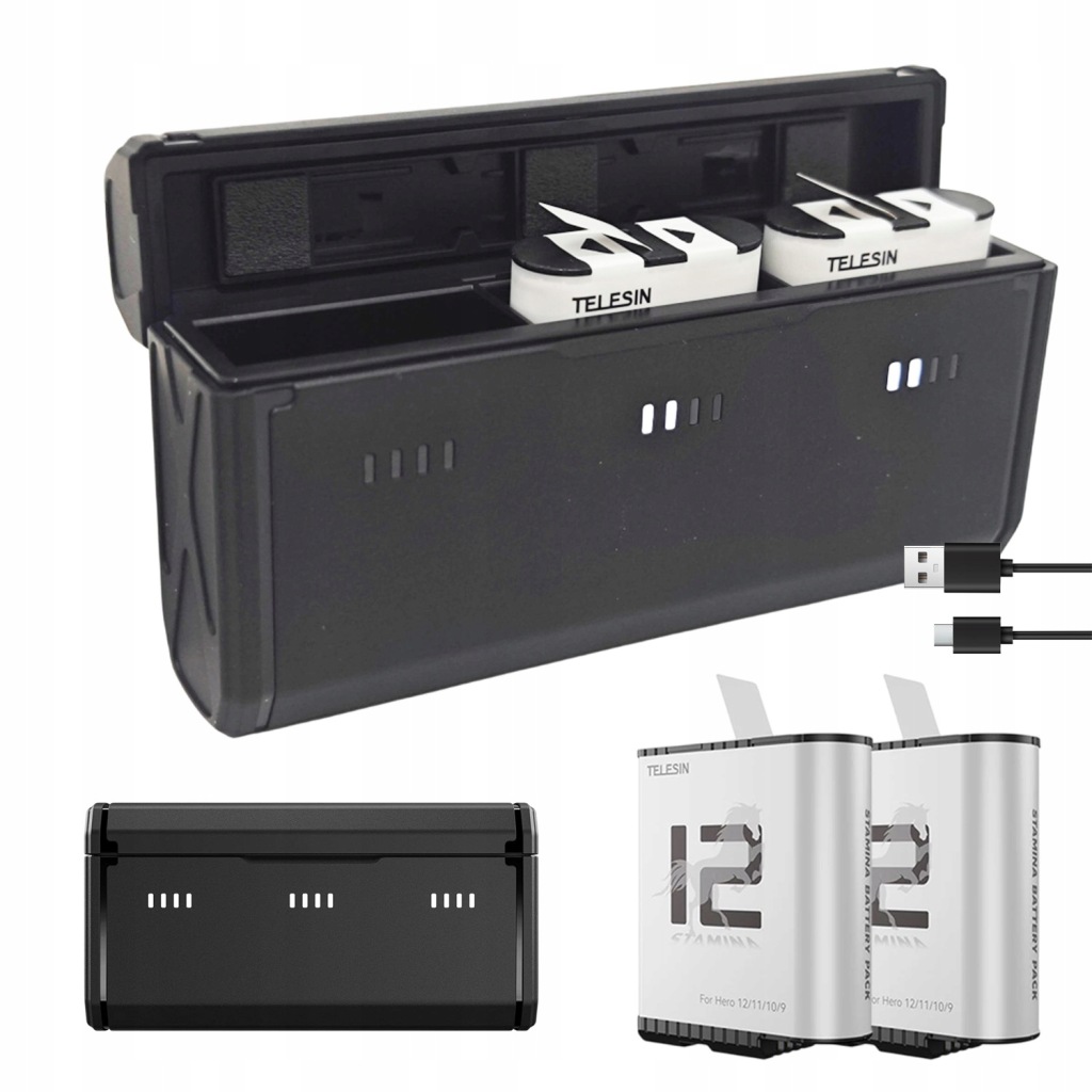 Nabíječka Hub pro kameru GoPro Hero 12 11 10 9 2 Akumulátor 1720 mAh