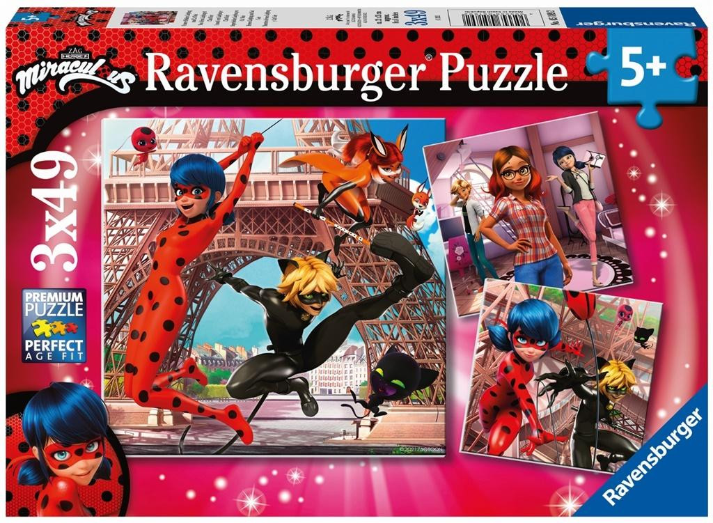 Puzle Pro Holčičku 5 Let Miraculum 3x49 dílků Puzzle Krásné