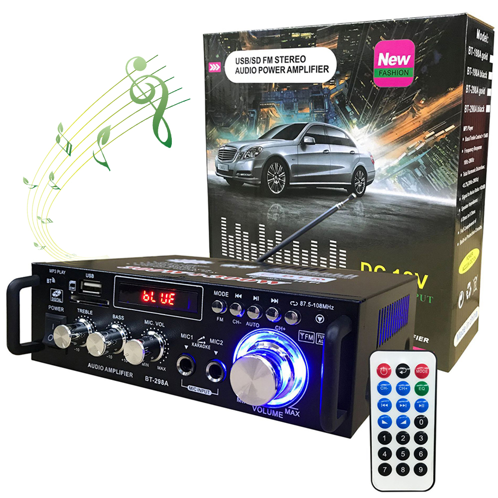 Stereo Zesilovač Bluetooth Vynikající Kvalita Zvuku Černý 600 W