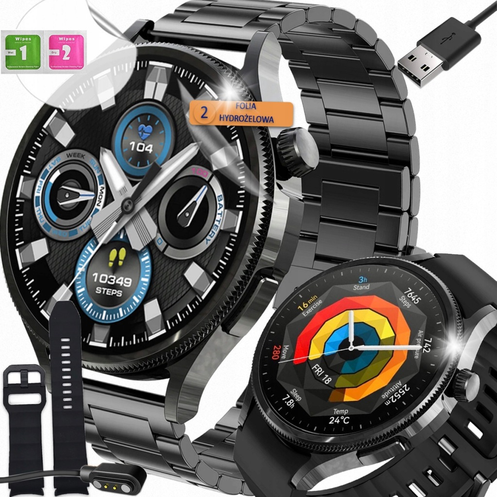 Chytré Hodinky Hodinky Pl Hovory Sport Smart Watch Gt Černé Pánské Fólie