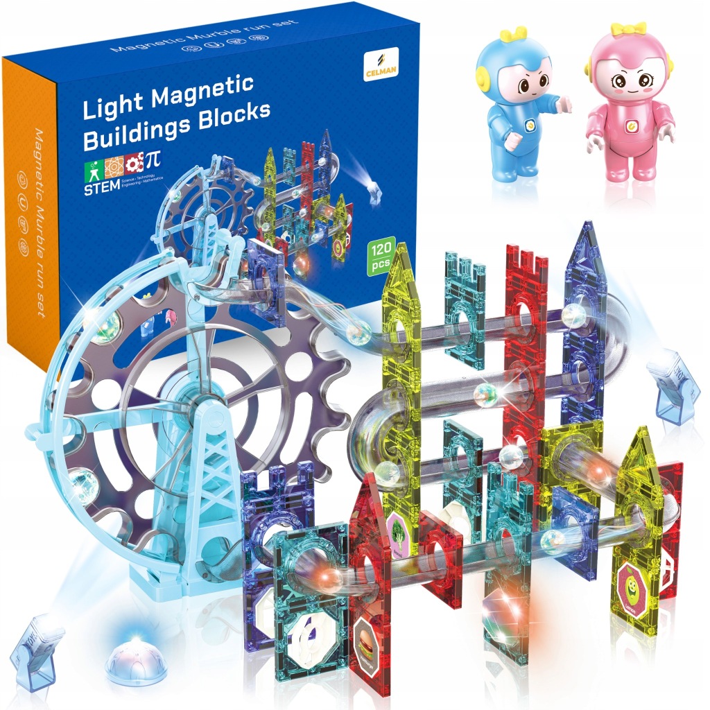 Magnetické Stavebnice Světelné magnetické Stavebnice Kuličková dráha 120 dílků