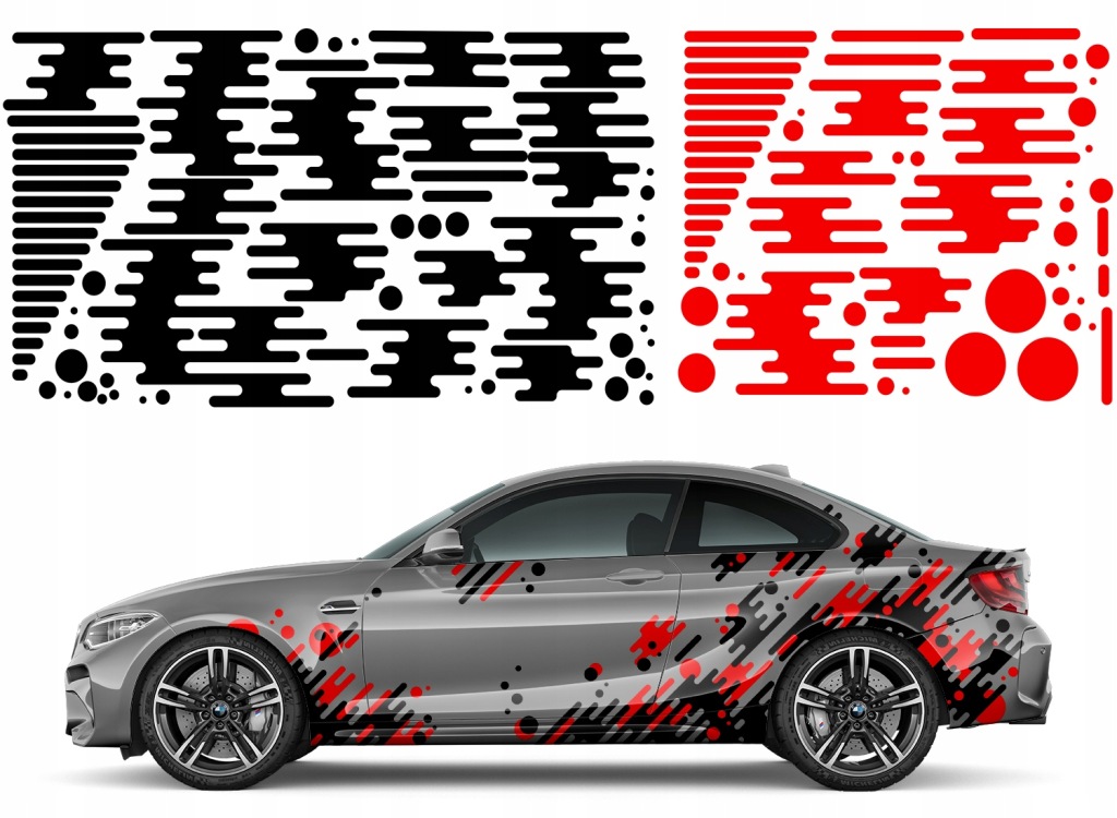 2xNAKLEJKA Grafika na auto Kamufláž Kola Tvary Linie Abstrakt 94x578