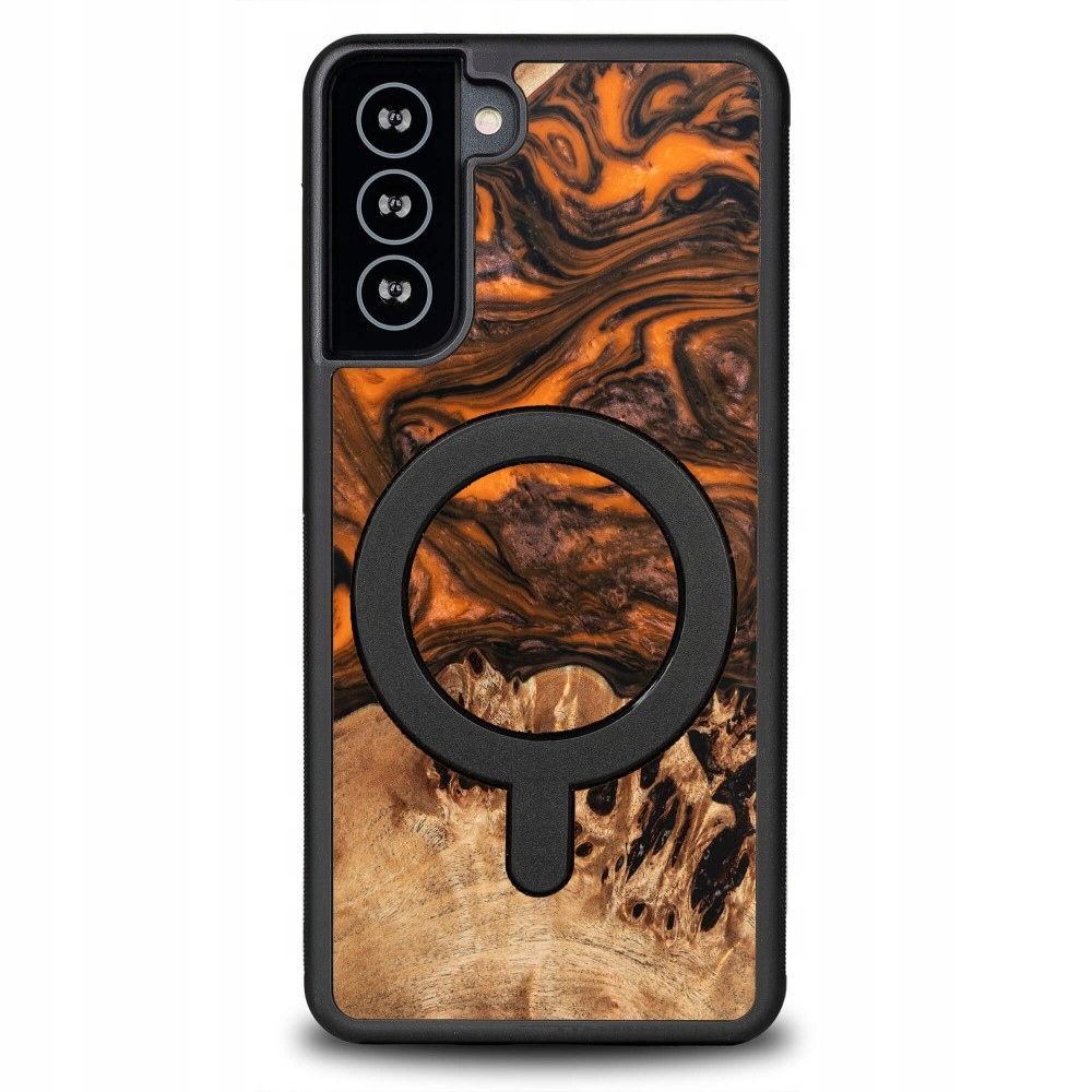 Pouzdro Bewood Unikátní pro Samsung Galaxy S21 Fe oranžové s MagSafe