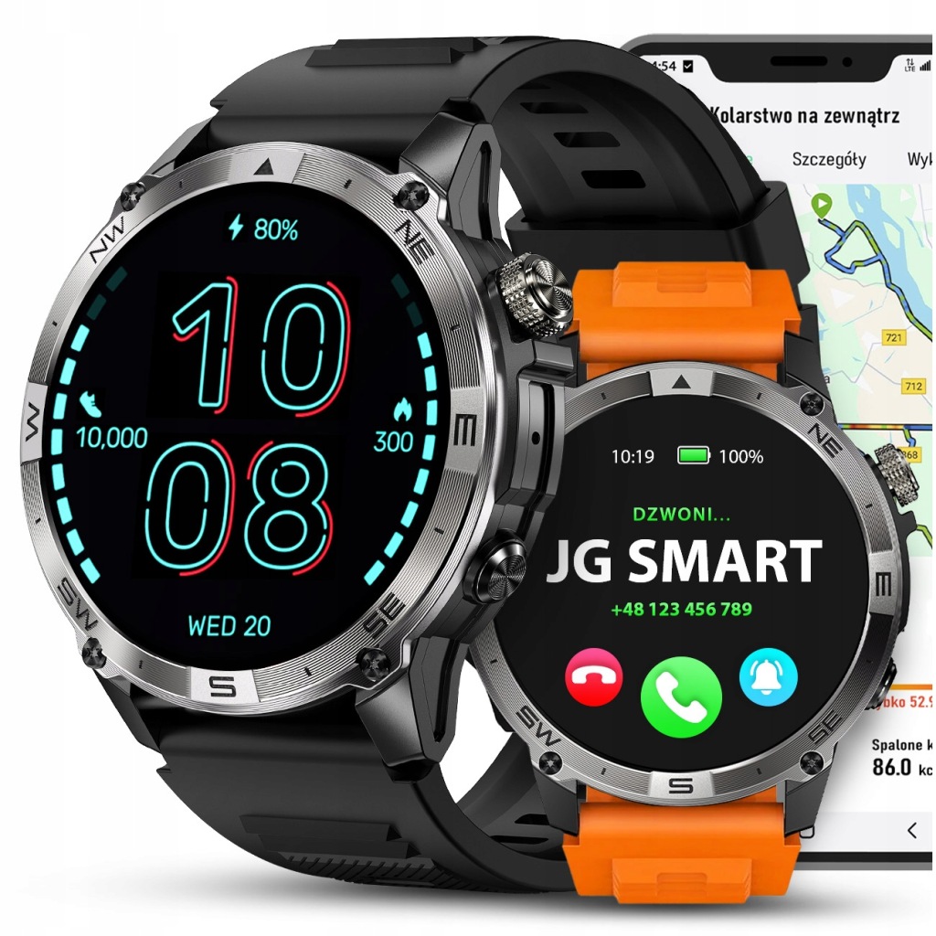 Chytré Hodinky Vodotěsné Gps Amoled Hovory Polské Menu Krokoměr 3 proužky