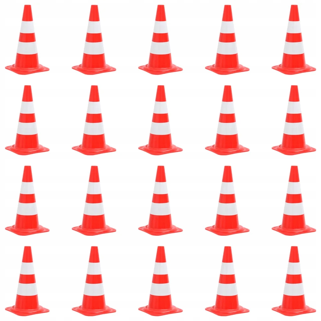 Reflexní dopravní kužely 20 ks červené a bílé 50 cm